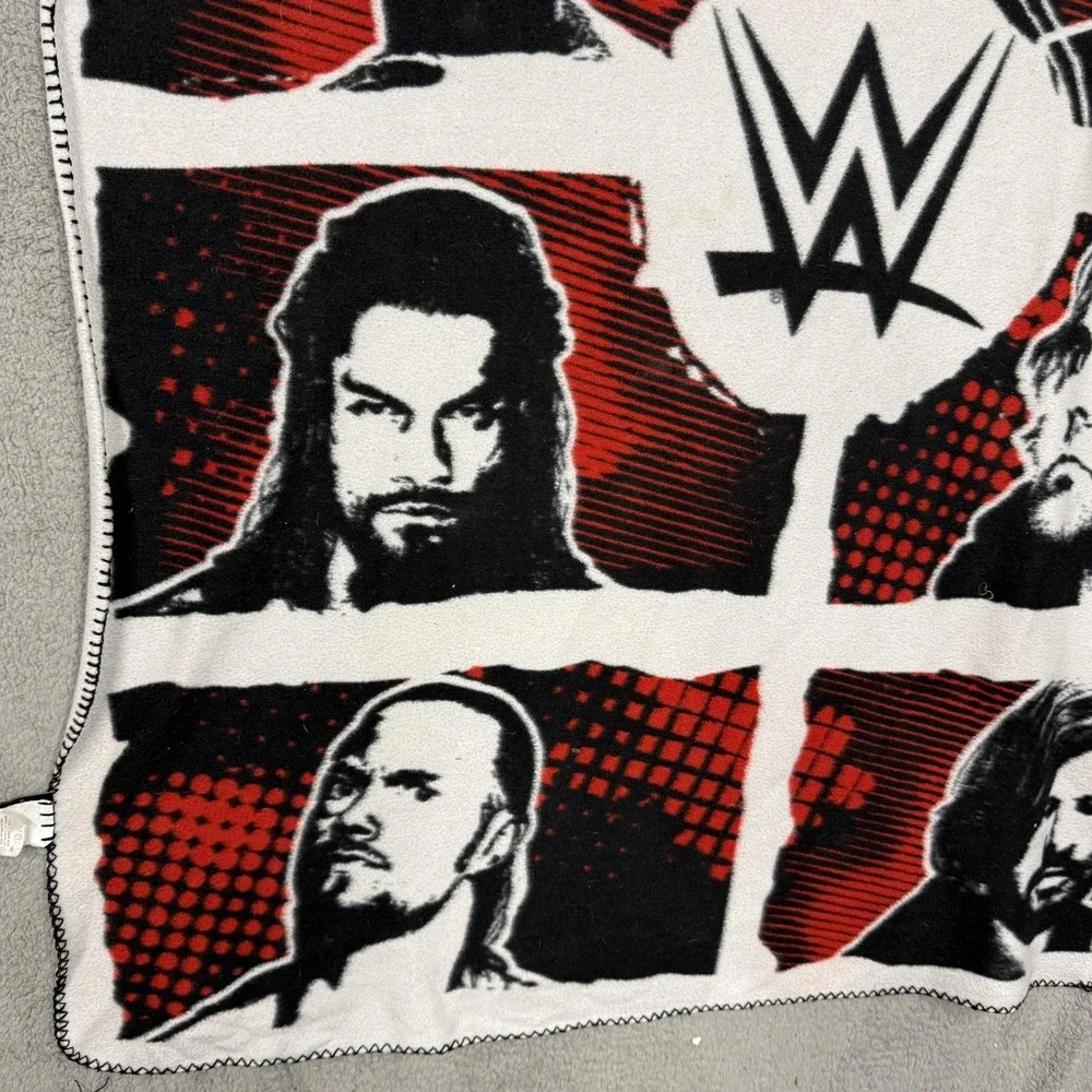 WWE Throw Blanket 50x60 Superstars Fleece Silver Buffalo Multicolor Red Soft
